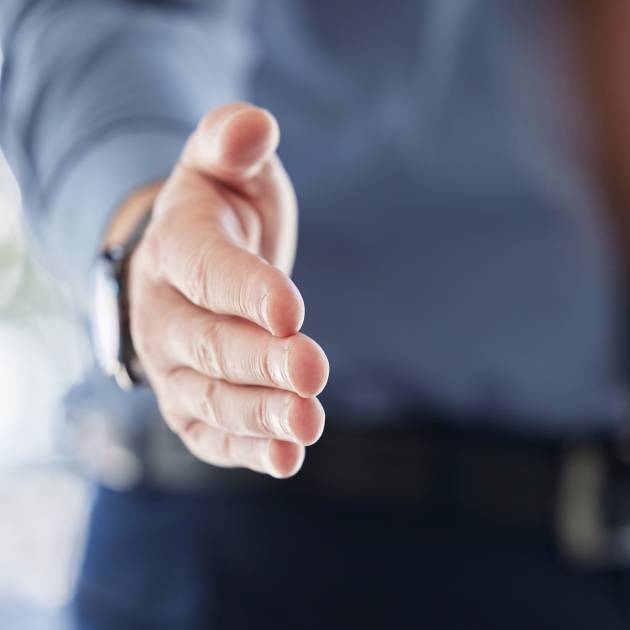 Handshake, welcome and introduction with onboarding or thanks, business person and contract agreeme.