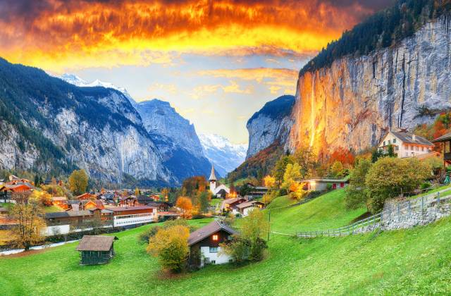 Lauterbrunnen Village, Berner Oberland, Switzerland, Europe.